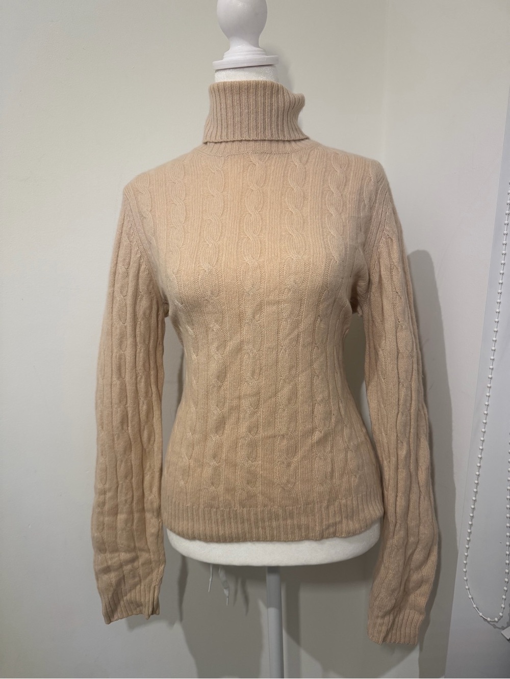 Evelyn Grace 100% Cashmere Cable Knit Turtleneck Sweater - Picture 2 of 4
